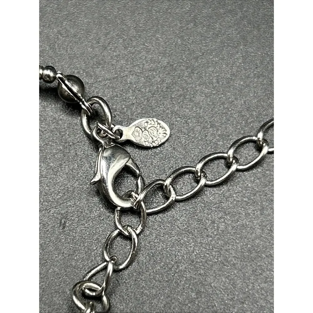 Premier Designs Mother Of Pearl Silver Tone Black Stone Necklace 30”